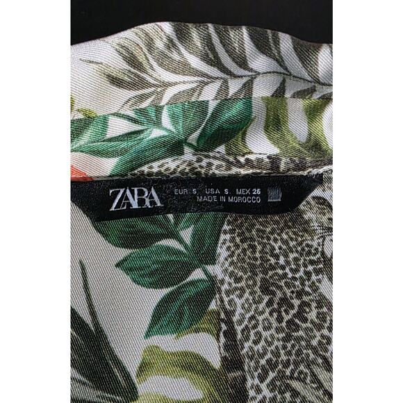 Zara Tunic Floral & Tiger Long Sleeve Multicolor Tunic Shirt size S - Picture 4 of 5
